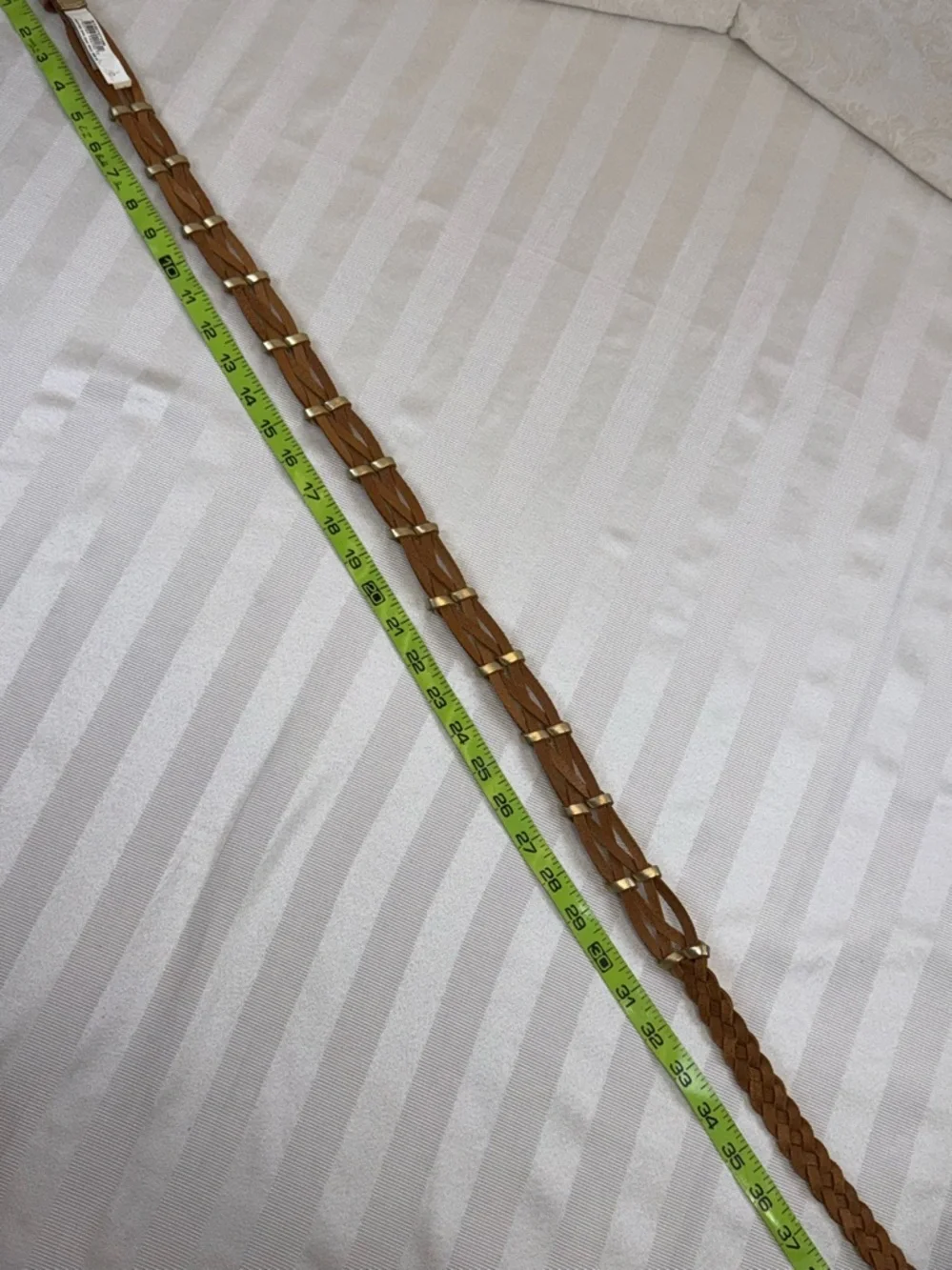 Fossil Gold Metallic Braided Leather Belt Sz-Medium